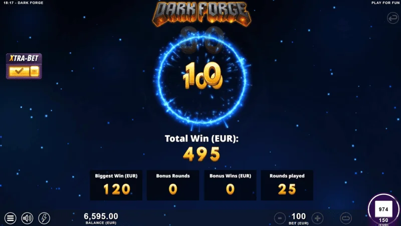 Dark Forge - mód bónais Super Free Spins le pailéad dorcha